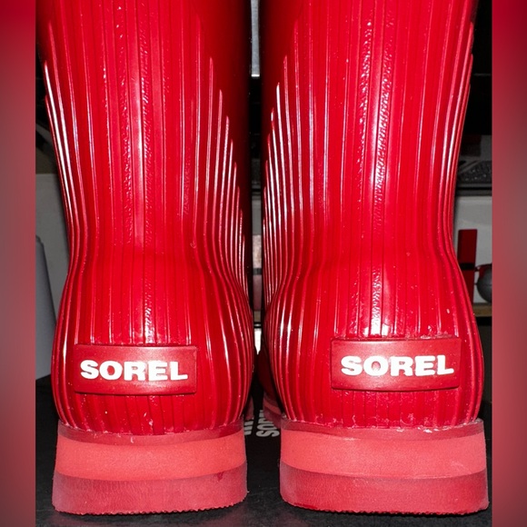 Sorel Jane Short Gloss Rain Boots Red Dahlia Candy Apple Women’s Size 7 NIB - Picture 5 of 15